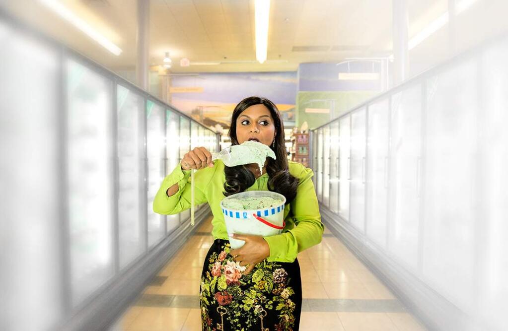 This image provided by Nationwide shows a portion of the company's television ad featuring Mindy Kaling scheduled to run during Super Bowl XLIX on Sunday, Feb. 1, 2015. (AP Photo/Nationwide)