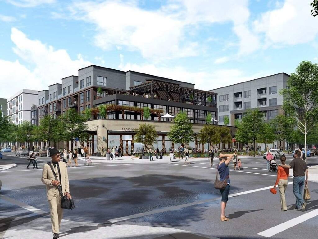 A 260-unit mixed-use residential and retail complex proposed for west Berkeley, in a conceptual visualization. Developers who have been trying, and failing, for five years to get approval to build hundreds of housing units on a parking lot here went over city officials' heads on Thursday, March 8, 2018, making them the first to make use of a controversial new California law aimed at fast-track municipal approvals of residential developments. (Blake Griggs Properties)