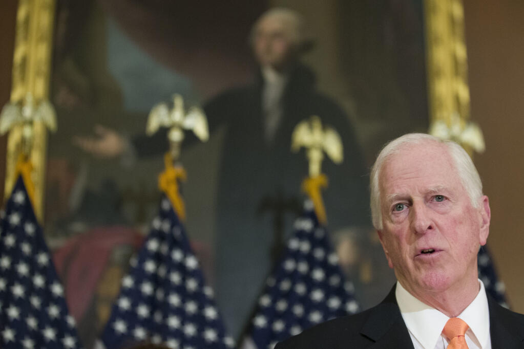 Gun Violence Prevention Task Force Chairman fellow Democratic Rep. Mike Thompson, D-Calif., speaks during a news conference to announce the introduction of bipartisan legislation to expand background checks for sales and transfers of firearms, on Capitol Hill, Tuesday, Jan. 8, 2019 in Washington. (AP Photo/Alex Brandon)