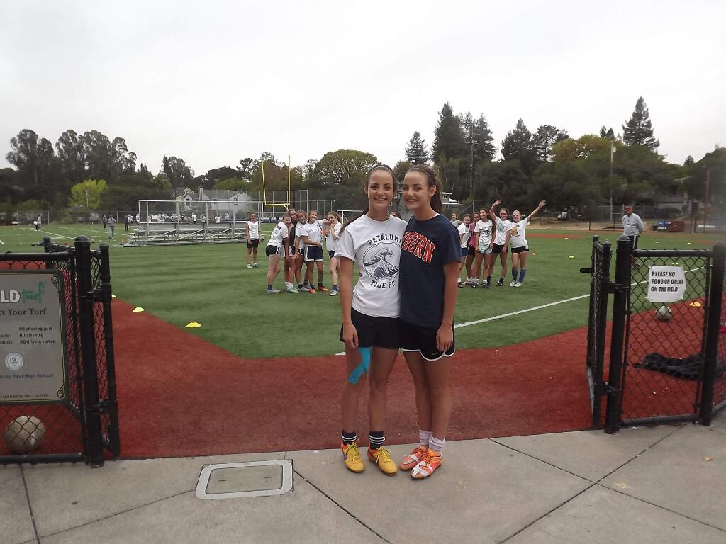 JOHN JACKSON/ARGUS-COURIER STAFFTwins Katie and Neila Gross mean double trouble for St. Vincent soccer foes.