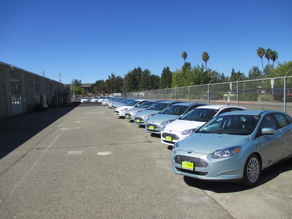 Sonoma County recently purchased Ford Focus all-electric vehicles using a regional transportation grant. The county hopes to use the cars to reduce its greenhouse gas emissions. (County of Sonoma photo)