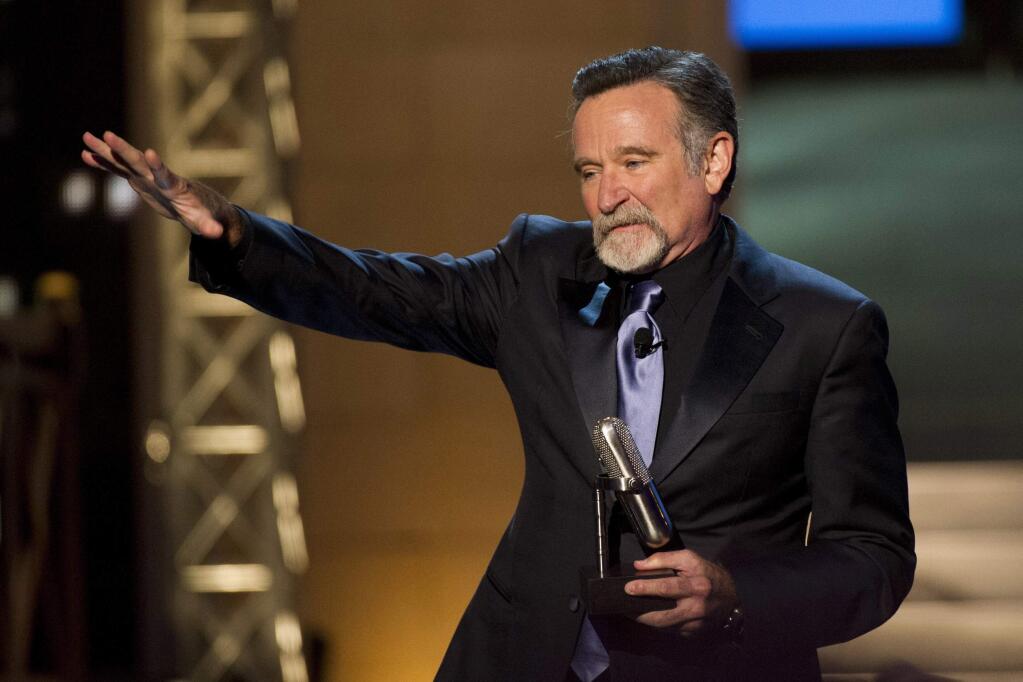 FILE--In this April 28, 2012, file photo, Robin Williams appears onstage at The 2012 Comedy Awards in New York. (AP Photo/Charles Sykes, file)