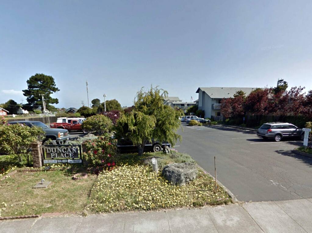 The Duncan Place apartment complex in Fort Bragg, shown in an undated photo from Google Street View.