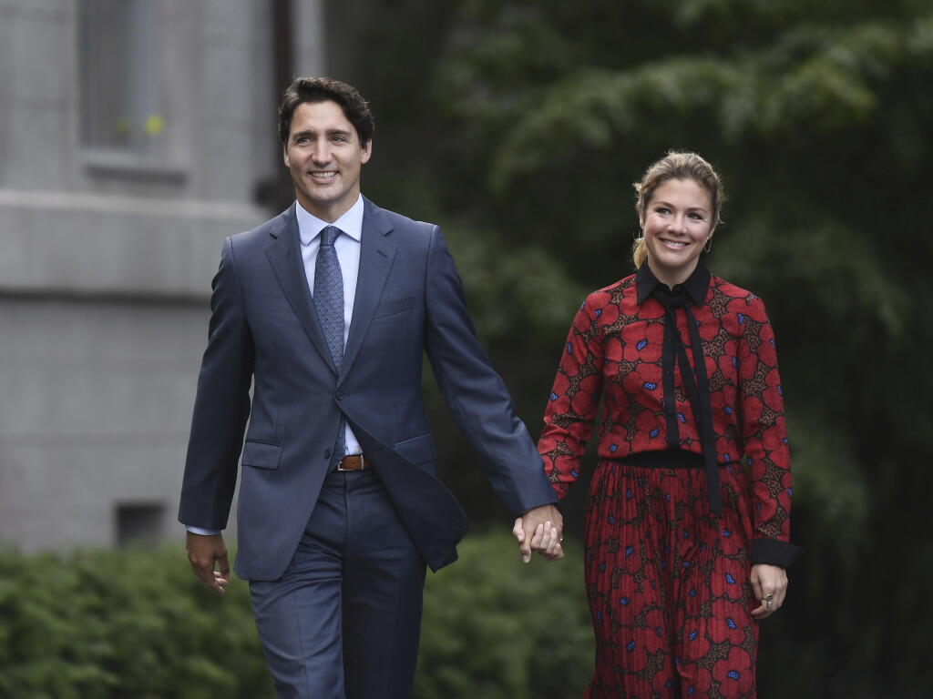 FILE - Canada's Prime Minister Justin Trudeau and his wife, Sophie Gregoire Trudeau, arrive at Rideau Hall in Ottawa, Ontario, Sept. 11, 2019. The Canadian prime minister and his wife announced Wednesday, Aug. 2, 2023, that they are separating after 18 years of marriage. (Justin Tang/The Canadian Press via AP, File)