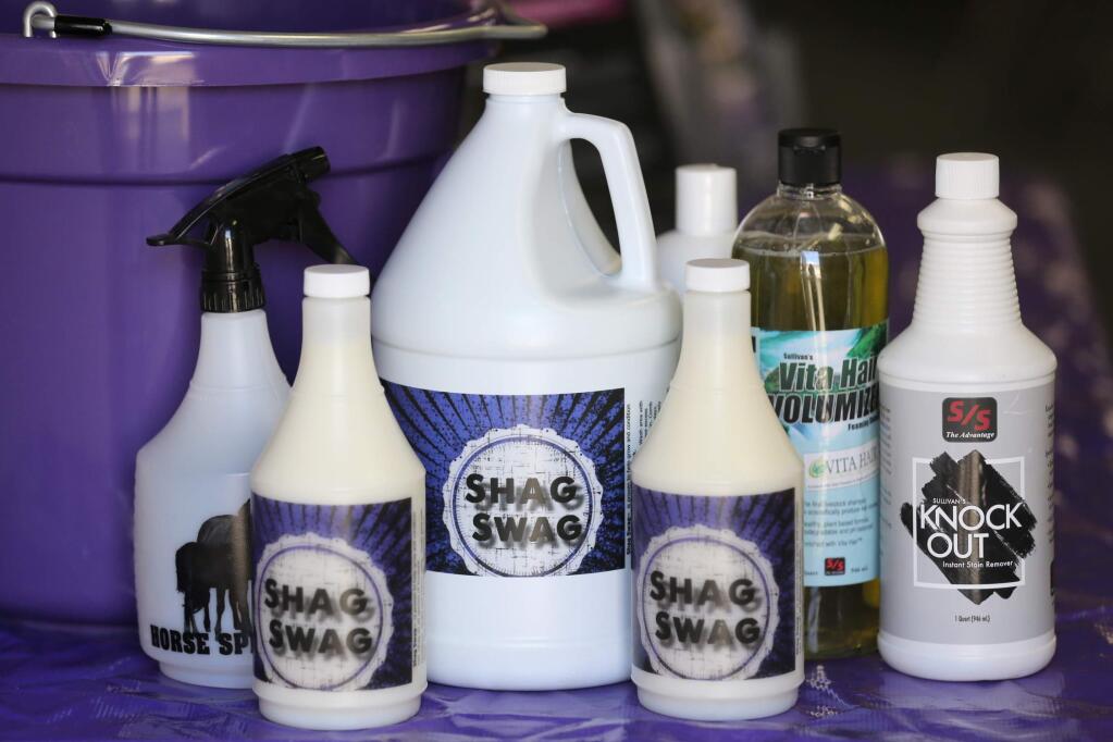 Selling a demonstrating variety of products, including Shag Swag, a livestock haircare line, was the focus of Kiley Andersen's project for the National FFA Proficiency Award in Agricultural Sales Placement. Photo taken at Analy High School in Sebastopol on Monday, September 16, 2019. (BETH SCHLANKER/ The Press Democrat)