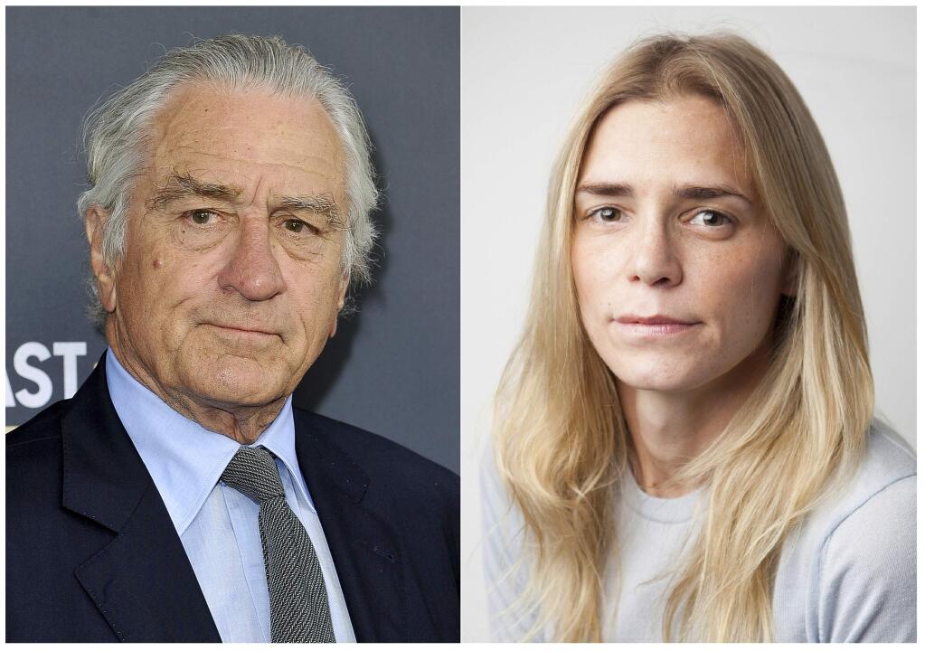 This combination photo shows Robert De Niro at the Comedy Central roast of Alec Baldwin in Beverly Hills, Calif., on Sept. 7, 2019, left, and Chase Robinson, a former employee of Robert De Niro's company, Canal Productions in New York on Oct. 2, 3019. On Thursday, Oct. 3, Robinson filed a lawsuit against De Niro in Manhattan federal court, seeking $12 million. The lawsuit came six weeks after De Niro's company sought $6 million from Robinson in state court, accusing her of misappropriating money. (AP Photo, left, Sanford Heisler Sharp, LLP. via AP)