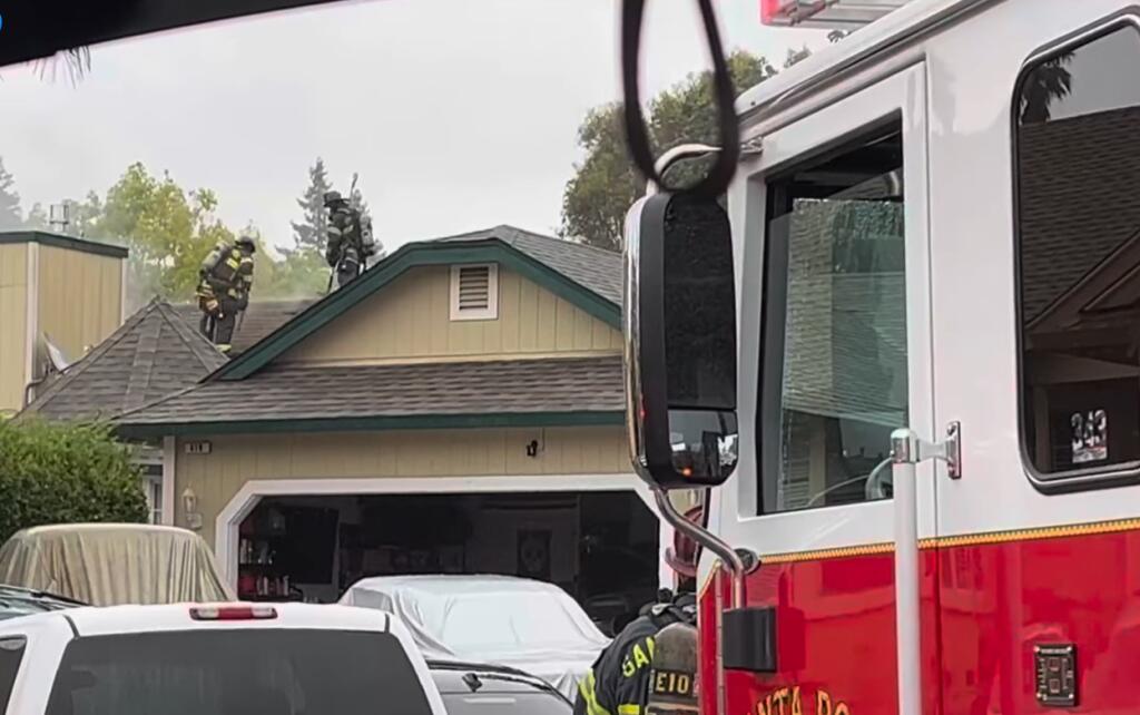 A screenshot from video shows fire crews at the scene of a house fire on Shepp Court in Santa Rosa on Sunday, June 5, 2022. (Santa Rosa Fire Department/Facebook)