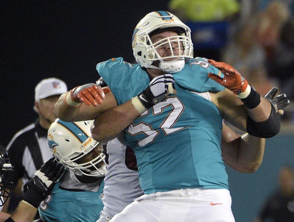 Defensive tackle Chris Jones, shown here with Miami in August, is now on the 49ers. (AP Photo/Phelan M. Ebenhack)