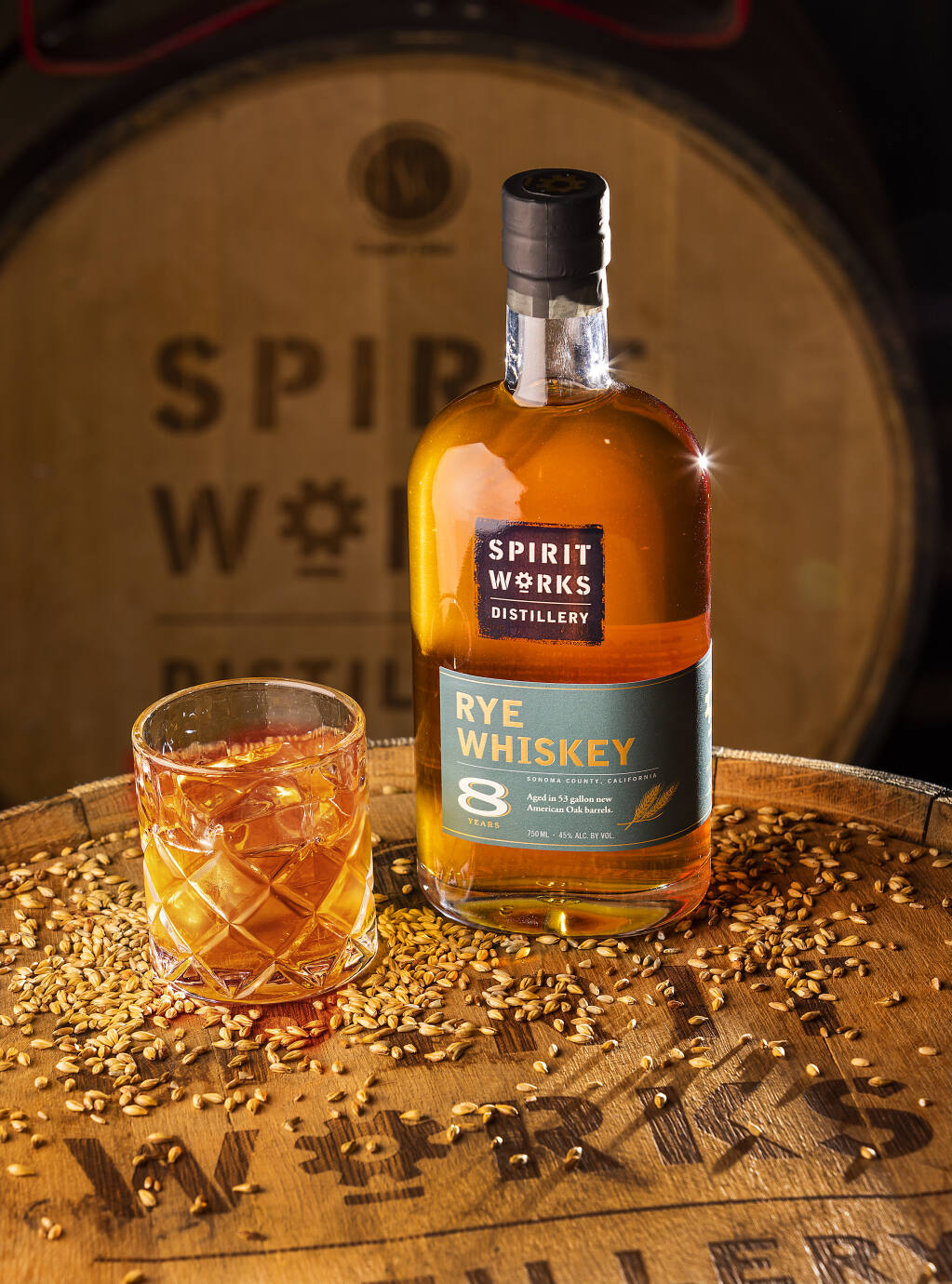Spirit Works Distillery celebrates its 10th anniversary in Sebastopol’s Barlow with the release of an 8-year-old rye whiskey. (John Burgess / The Press Democrat)