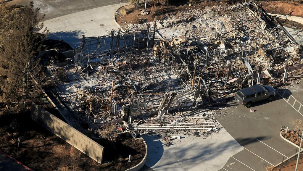 Santa Rosa Fire Department's Station 5 in Fountaingrove, Wednesday Oct. 25, 2017, destroyed by the Tubbs fire. (Kent Porter / Press Democrat) 2017