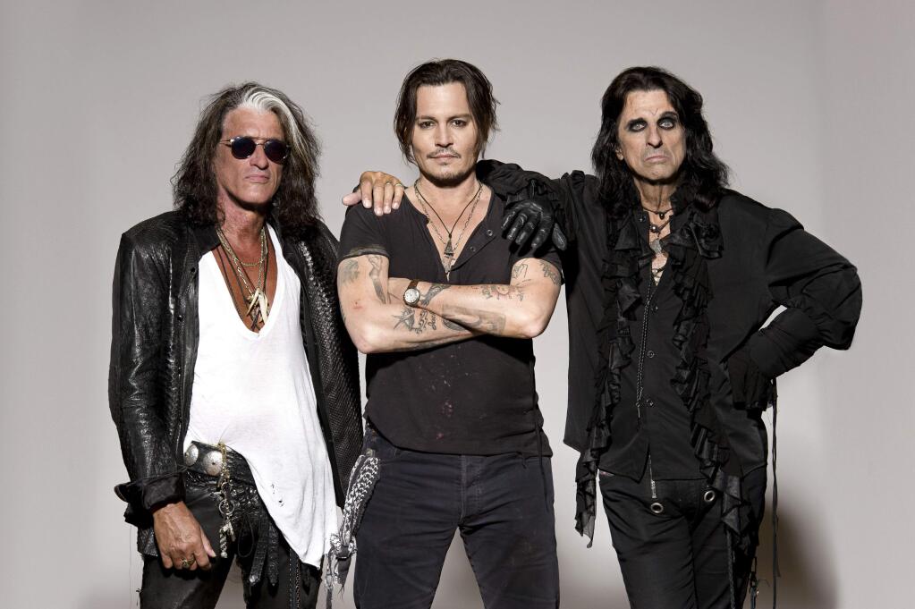 Joe Perry, Johnny Depp and Alice Cooper make up Hollywood Vampires, playing Weill Hall at the Green Music Center in Rohnert Park on Friday, July 22, 2016. (ROSS HALFIN)