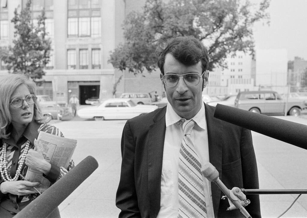Philip B. Heymann, assistant to special Watergate prosecutor Archibald Cox, arrives at U.S. District Court in Washington, June 12, 1973, where Judge John J. Sirica denied a motion to restrict news coverage of the Watergate Senate hearings. (AP Photo/Harvey Georges)