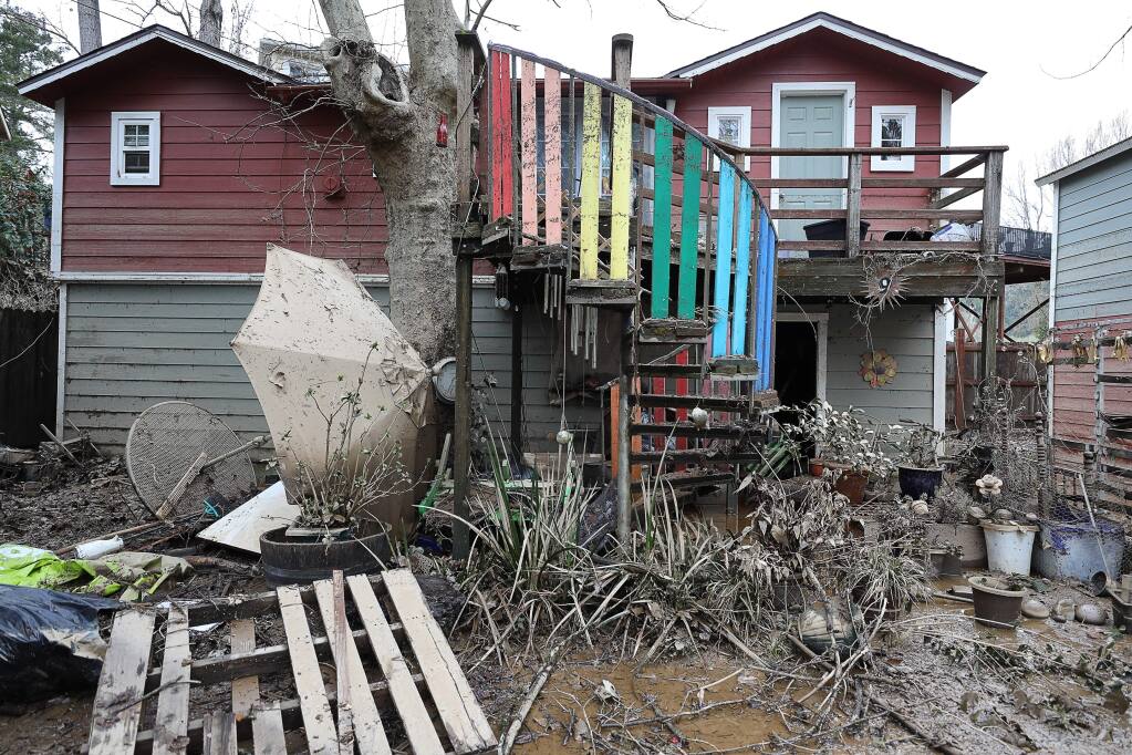 Flood damage seen in Guerneville on Friday, March 1, 2019. (Christopher Chung/ The Press Democrat)
