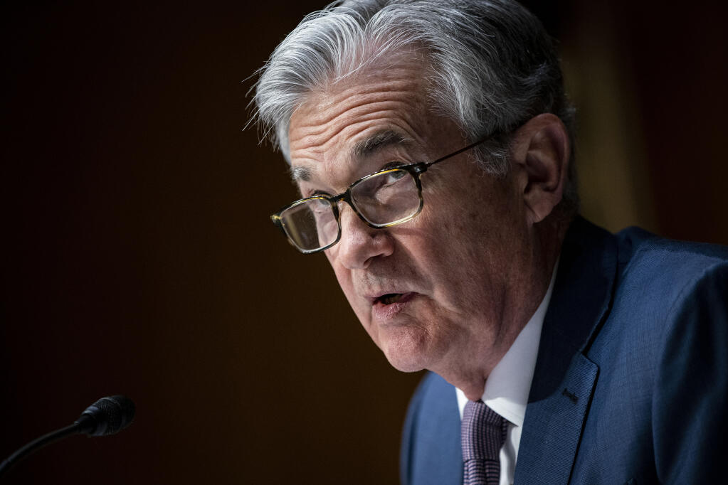 Jerome Powell, the Federal Reserve chair, speaks during a Senate Banking Committee hearing on Capitol Hill in Washington, Dec. 1, 2020. (Al Drago/The New York Times)