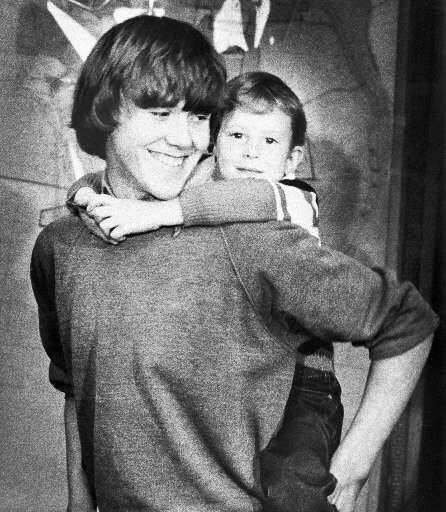 Steven Stayner carries Timmy White on his back in 1980. Stayner and White were abducted by pedophile Kenneth Parnell. (The Press Democrat)