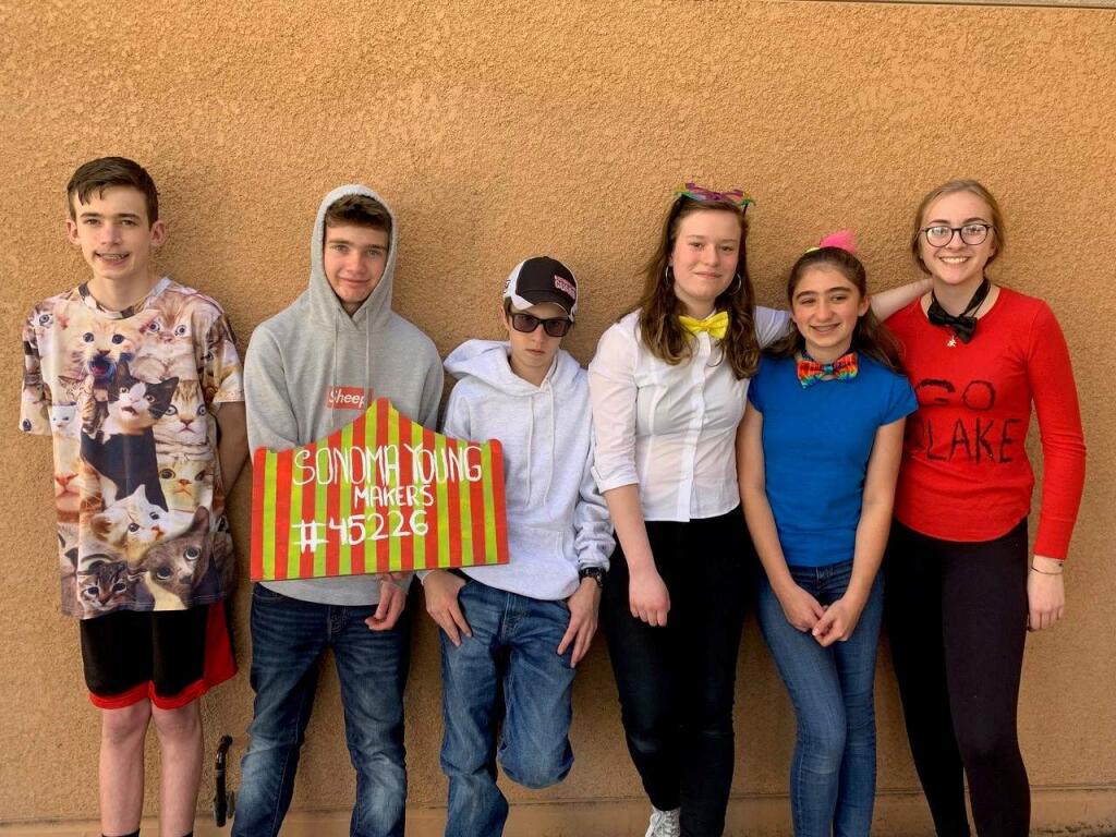 Sonoma Young Maker is a mixed team of Altimira and St. Francis students: Lucas Stevenson, Blake Scott, Lily Gelb, Ella Heitmeyer, Sam Cannariato and Melina Johnston.