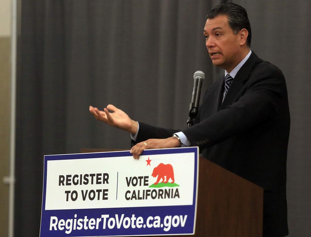 California Secretary of State Alex Padilla gives the keynote address at Los Cien's third State of the Latino Community in Sonoma County, Thursday Sept. 29, 2016 at Sonoma State University in Rohnert Park. (Kent Porter / Press Democrat) 2016