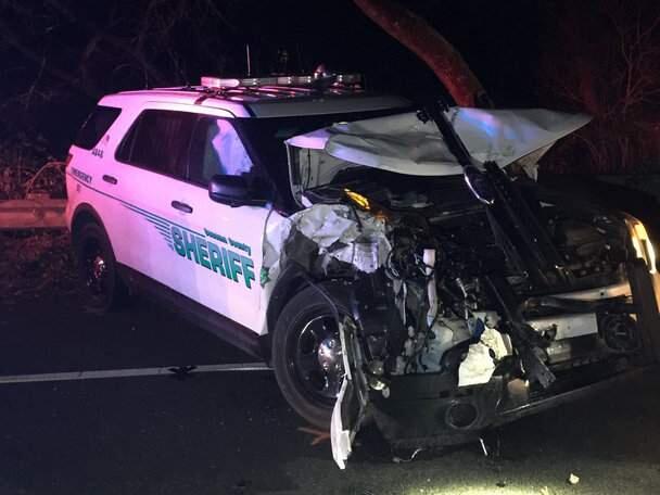 Two Sonoma County sheriff's deputies were injured in a crash on Highway 12, Wednesday, Jan. 1, 2020. (SONOMA COUNTY SHERIFF'S OFFICE/ TWITTER)