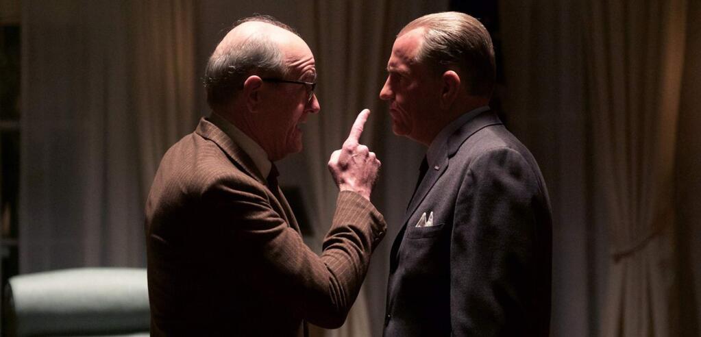 Woody Harrelson as Lyndon Baines Johnson, right, and Richard Jenkins as his mentor, Sen. Richard Russell of Georgia in the Rob Reiner film, 'LBJ.' (Electric Entertainment)