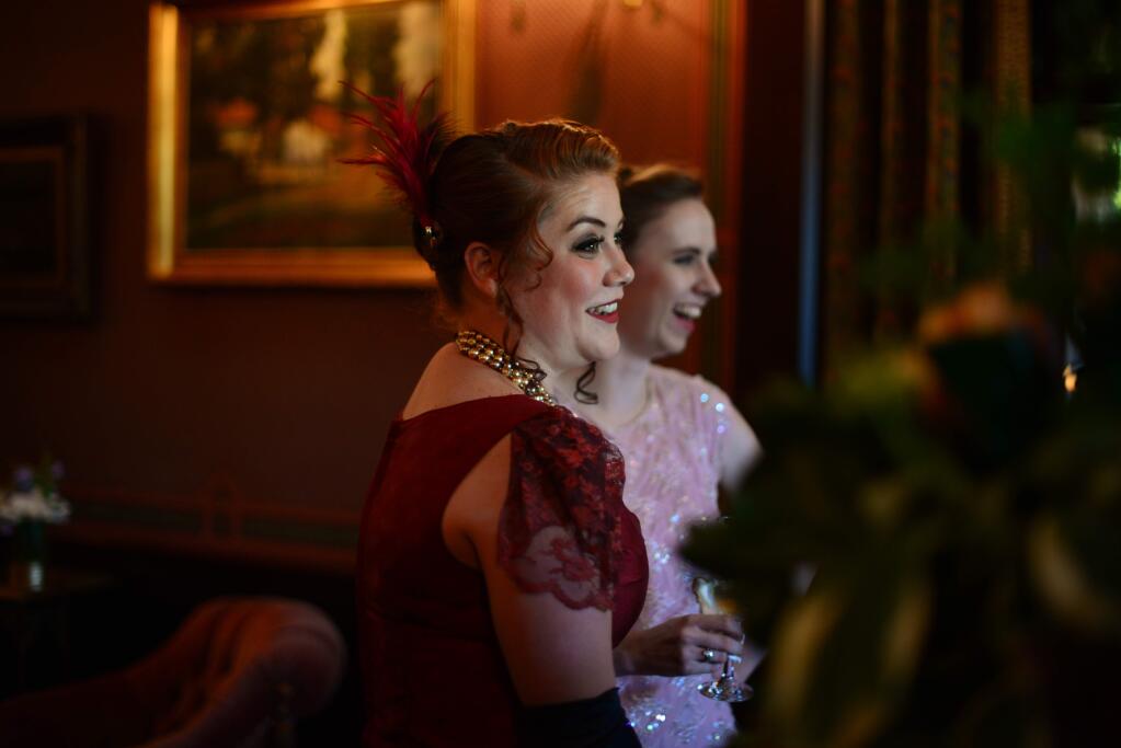 6th Street Playhouse actors Hillary St. John, left, and Emily Walters at Hollywood at the Historic McDonald Mansion; a gala fundraiser for 6th Street Playhouse hosted by owners John and Jennifer Webley in Santa Rosa Saturday. September 23, 2017.(Photo: Erik Castro/for The Press Democrat)
