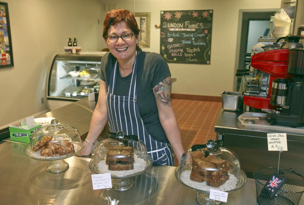 Sue Grixti in her Two London Foodies store selling Britash products and food on American Alley in downtown Petaluma on Tuesday, March 10, 2015. (SCOTT MANCHESTER/ARGUS-COURIER STAFF)