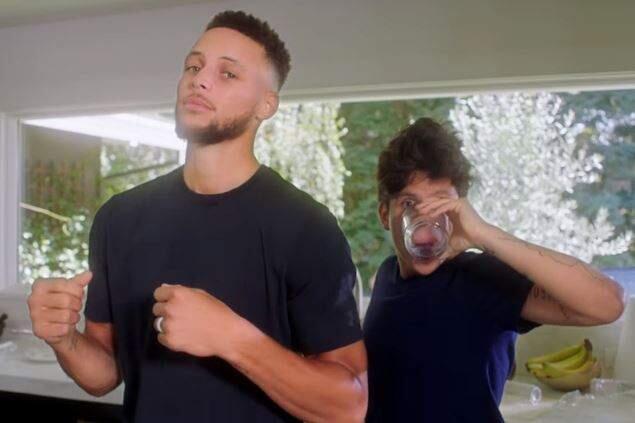 Steph Curry (left) and Rudy Mancuso (right) team up in this hilariously, goofy, viral video campaign for Brita water filtration systems. (Photo: courtesy of Brita)