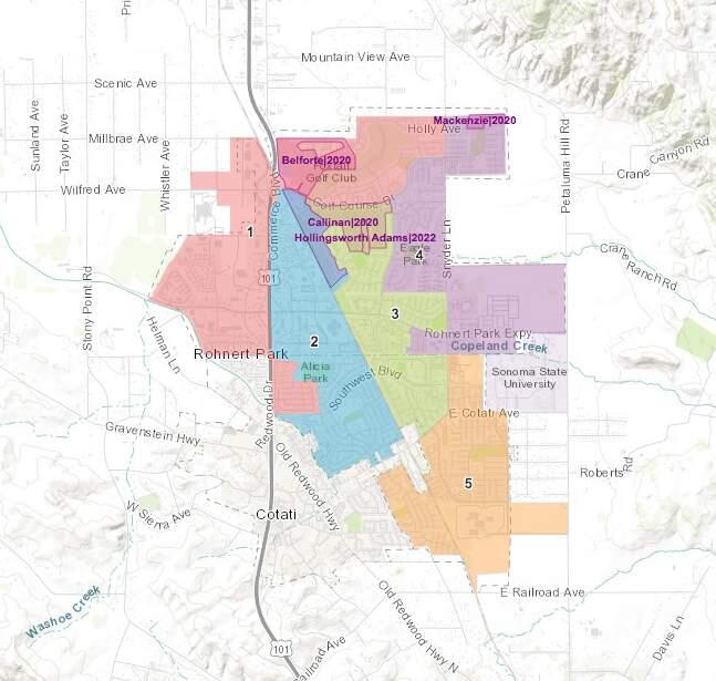 The Rohnert Park City Council's initial map choice in its switch to district-based elections now may not move forward after residents criticized the option. The selected map would have protected the three incumbents who are up for reelection from head-to-head races in November 2020. (Rohnert Park)