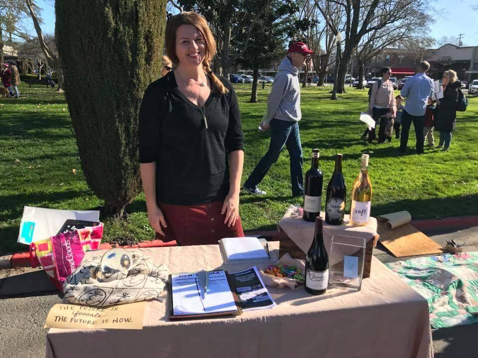Amy Bess Cook served wines made by women-owned wineries at the Women's March last month.
