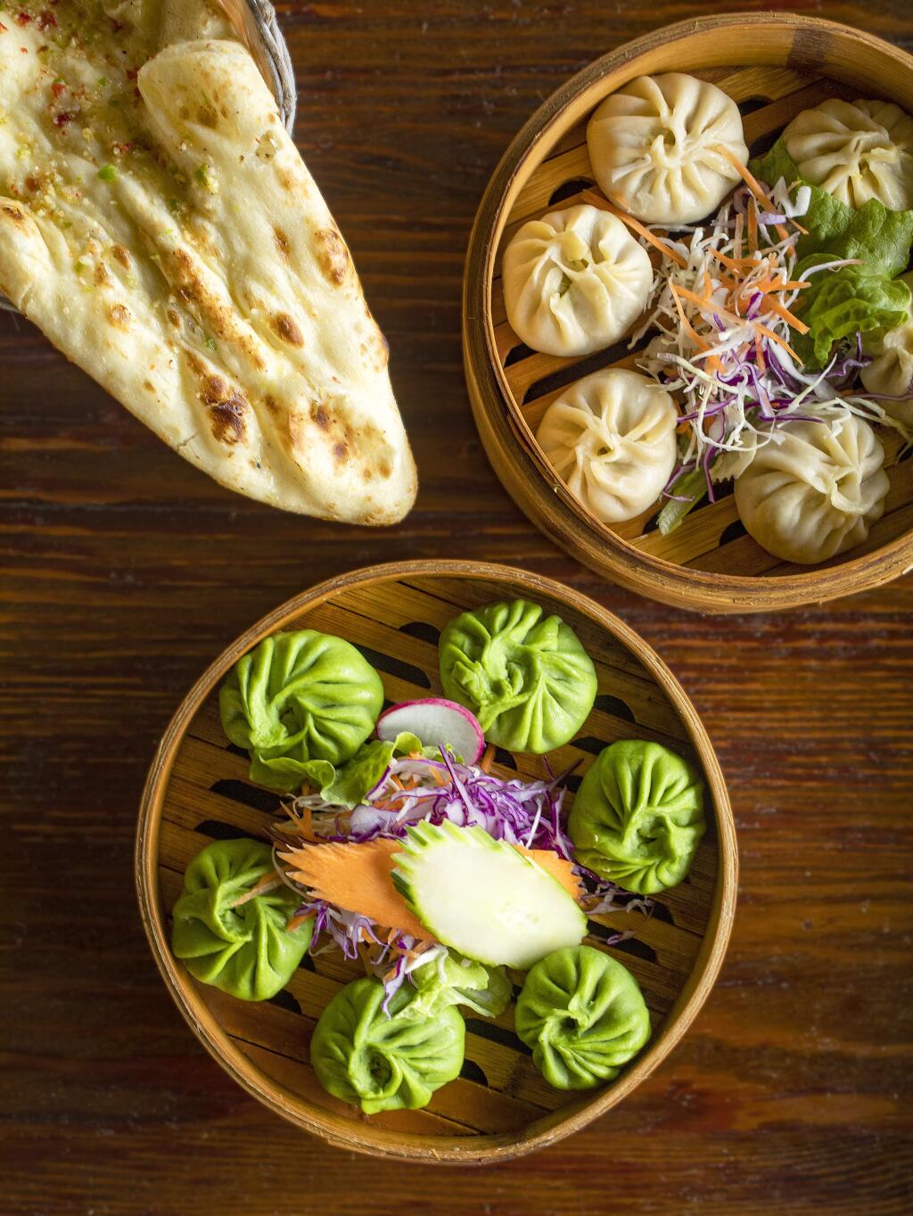Vegetable, below, and Chicken Momos serve with a Somname mint sauce from Yeti Indian Nepalese Restaurant in Santa Rosa and Glen Ellen. (John Burgess/The Press Democrat)