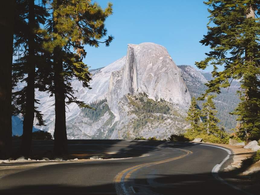 View of Glacier Point Road with Half Dome in Yosemite National Park, California. (SHUTTERSTOCK)