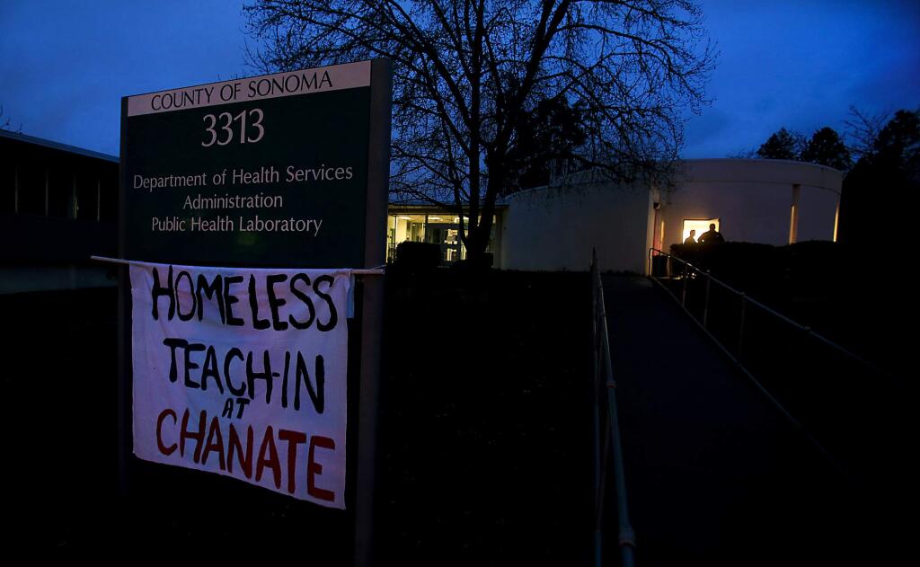 A homeless teach-in will be held at the Sonoma County Department of Health Services in Santa Rosa, Monday Jan. 18, 2016. (Kent Porter / Press Democrat)