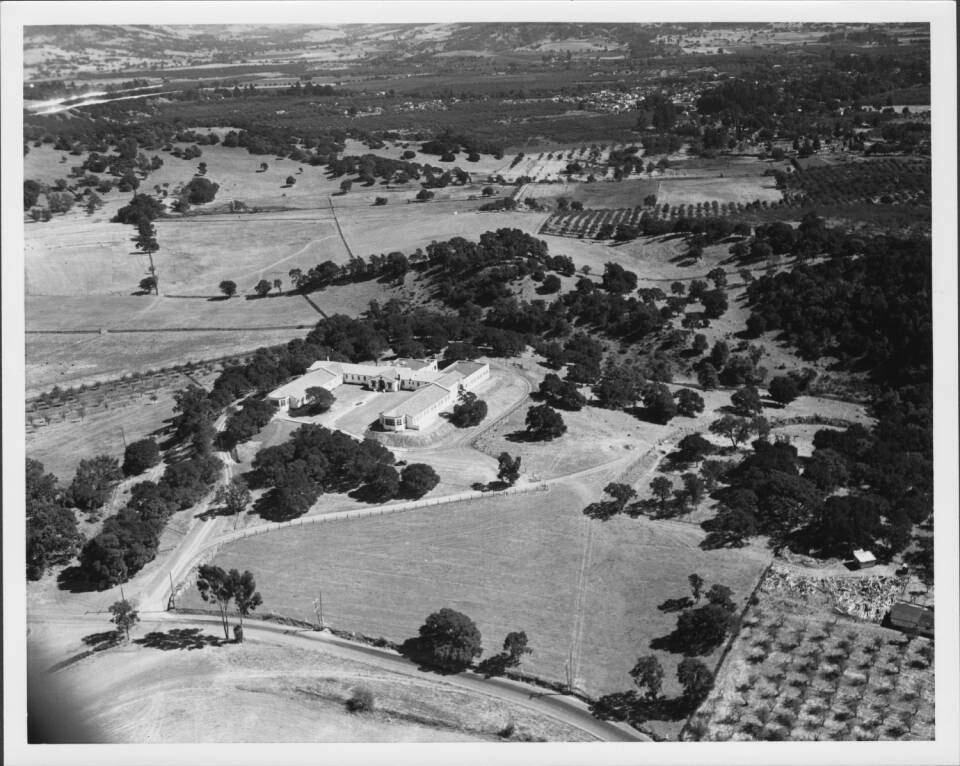 An aerial view shows the County Hospital in Santa Rosa in 1941.