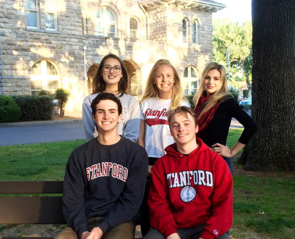 Future Cardinals, from back, Kiki Couchman, Maddy Libbey and Jenny Nova, Maddy Libbey, Front Jack Greenberg and Julian Sgere.
