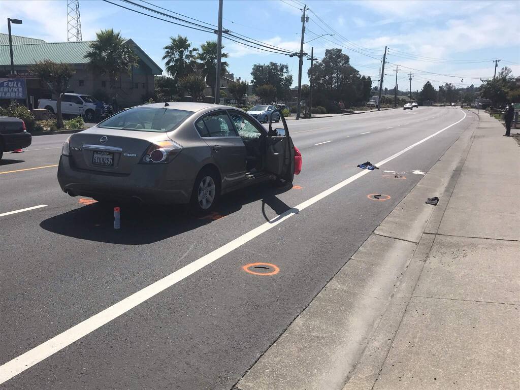 A boy was hit by a vehicle while crossing an east Petaluma street on a bicycle Tuesday, July 2, 2019. (Lt. Tim Lyons/Petaluma Police Department)