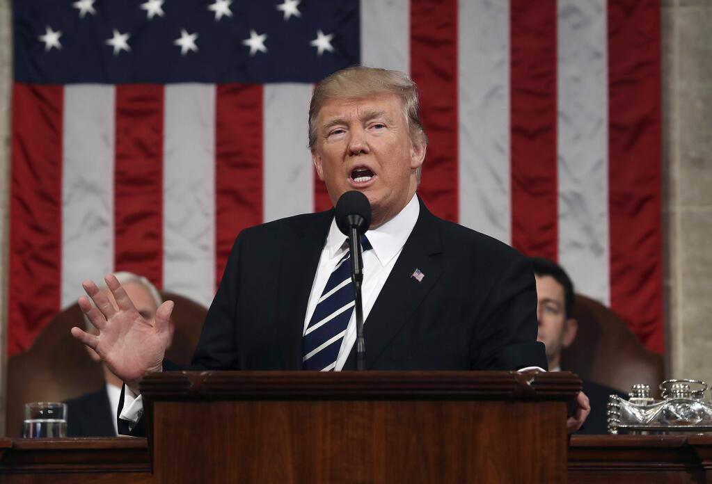 President Donald Trump speaks to a joint session of Congress on Tuesday. (Associated Press)