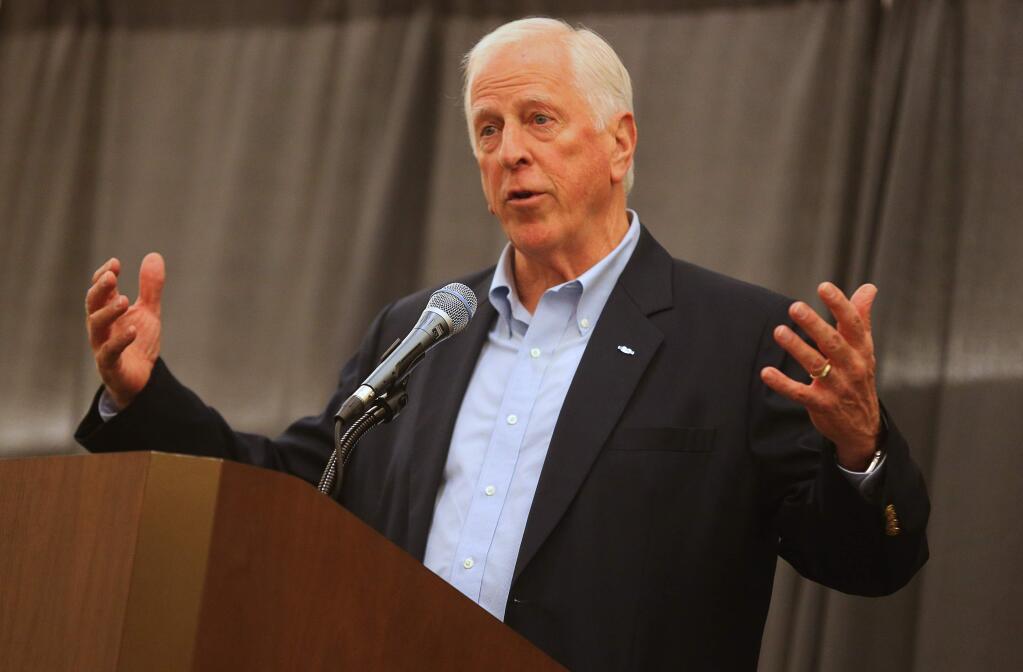 Congressman Mike Thompson speaks during a Rebuild NorthBay community meeting at SSU, in Rohnert Park on Wednesday, October 25, 2017. (Christopher Chung/ The Press Democrat)