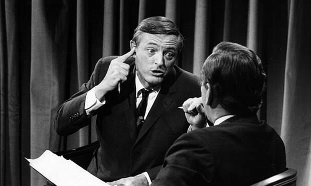 William F. Buckley Jr. confronts Gore Vidal in ABC News coverage of the 1968 elections. (ABC/GETTY)