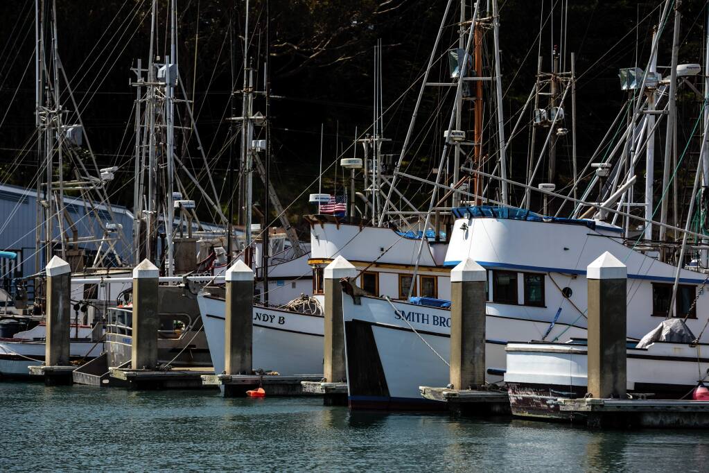 Fishing boats waiting for the salmon season to start in 2014. (The Press Democrat)