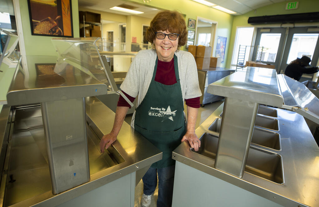 Lisa Hillman is retiring from her job as a lunch lady at Cali Calmecac Language Academy in Windsor after 28 years.   (John Burgess / The Press Democrat)