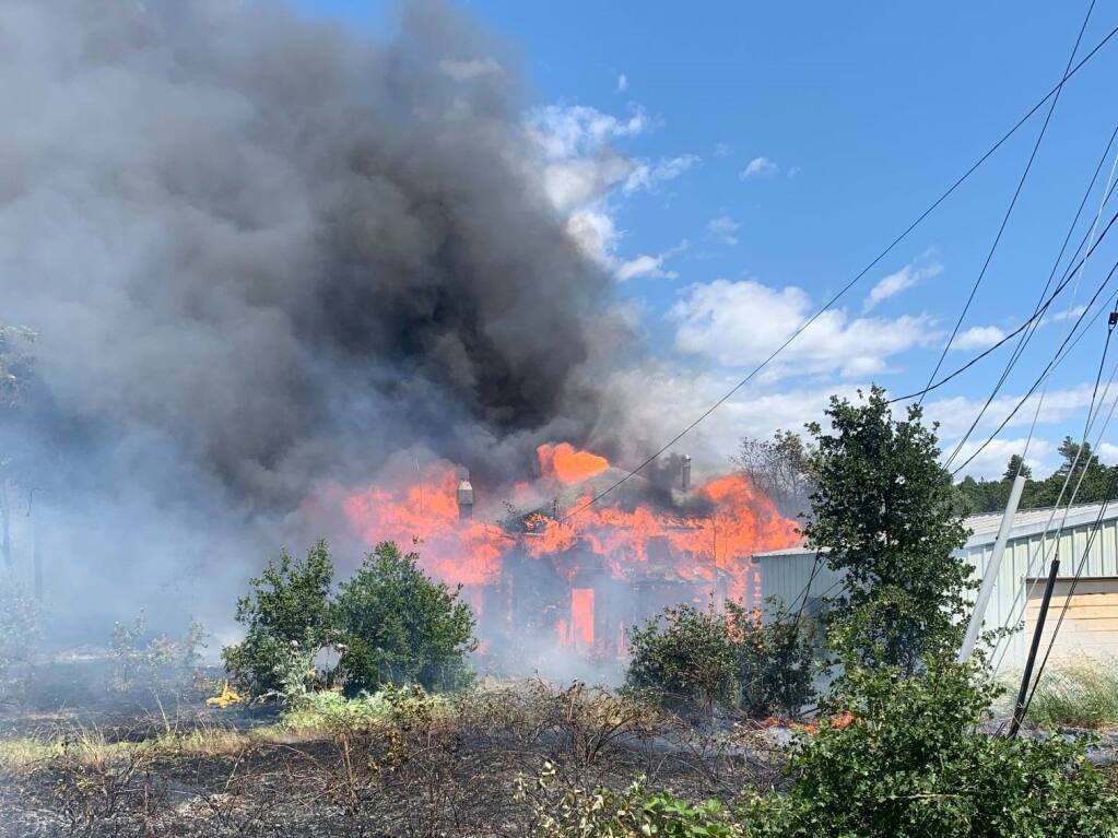Sonoma County Fire District responds to a fire on May 22. Photo provided.