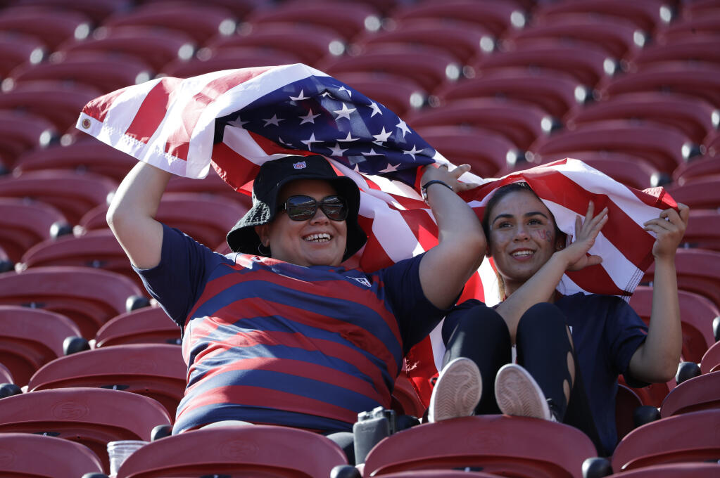 Fans watch before the Gold Cup final between the U.S. men’s team and Jamaica at Levi’s Stadium in Santa Clara on Wednesday, July 26, 2017. (Marcio Jose Sanchez / ASSOCIATED PRESS)