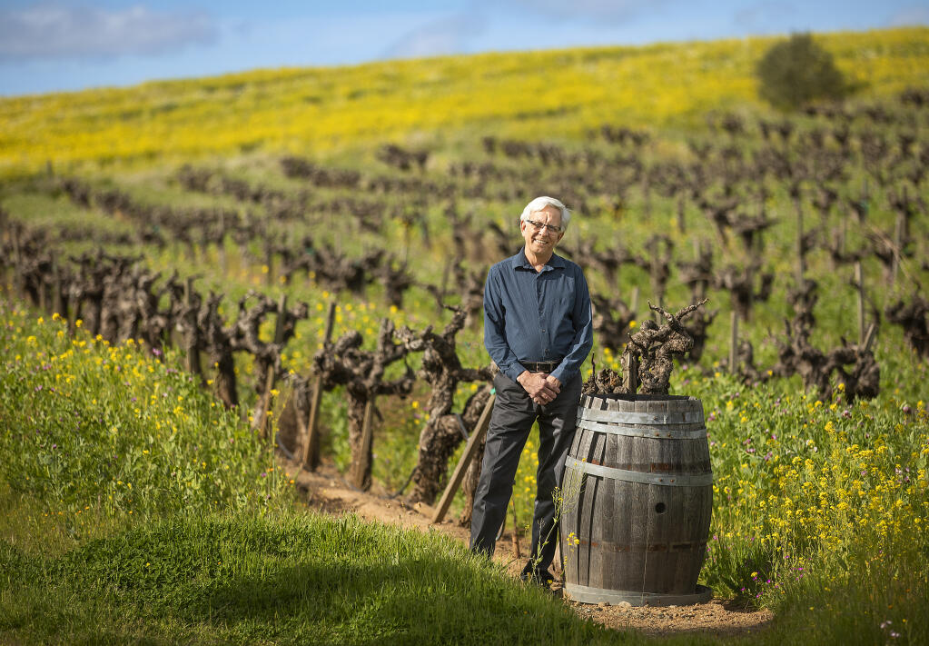 Pat Roney, the CEO of Vintage Wine Estates stands in the B.R. Cohn vineyard in the Sonoma Valley on Friday, March 5, 2021. The brand owns 31 wineries including the Kunde Family Winery, Sonoma Coast Vineyards, Windsor Vineyards and Viansa Sonoma Winery in Sonoma County. (Photo by John Burgess/The Press Democrat)