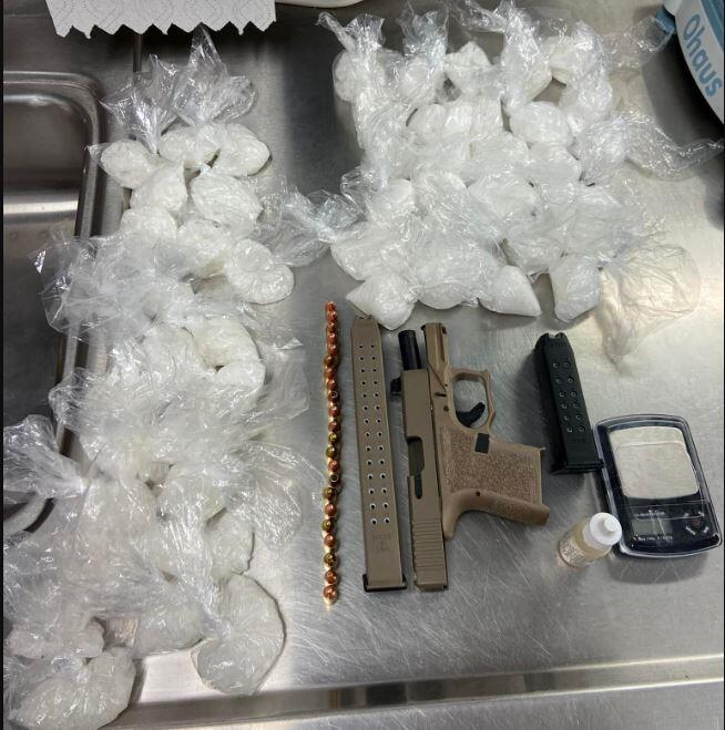 This image shows a "ghost gun" and several pounds of methamphetamine recovered Monday afternoon near Rohnert Park Monday, May 30, 2022. Four suspects were arrested. (Sonoma County Sheriff's Office)