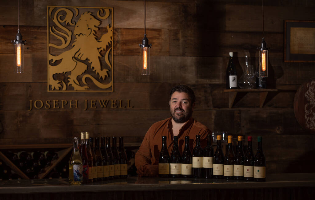 Adrian Manspeaker, winemaker and owner of Joseph Jewell wines and spinoff label Jewell Wines, opened his downtown Forestville tasting room in 2015. (Chad Surmick / The Press Democrat)
