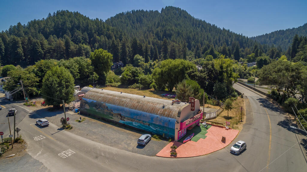 The nearly 75-year history of the Monte Rio Theater, housed in a former World War II-era Quonset hut, has taken a new turn. The property is up for sale. “It’s listed at $1.5 million with Sonoma Realty Group,” said Kim Lockhart, co-owner of the property with her husband David Lockhart since 2021. Photo taken Tuesday August 29, 2023.  (Chad Surmick / The Press Democrat)