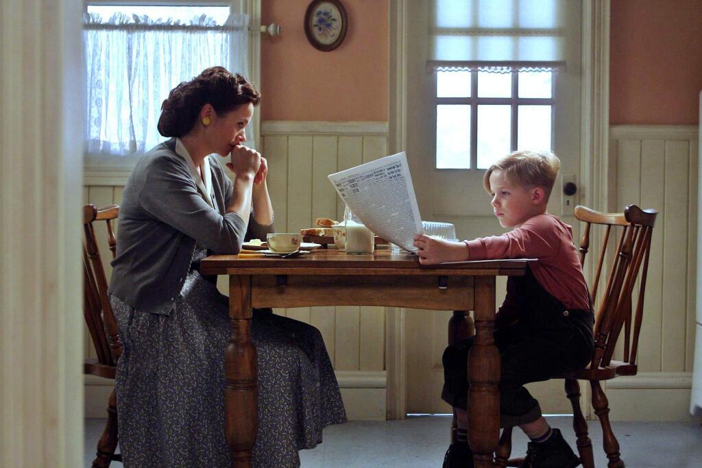 Open Road FilmsEight-year-old Pepper Flint Busbee (Jakob Salvati) with his mom, Emma (Emily Watson) in 'Little Boy.'