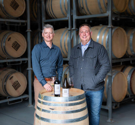 Matt Courtney, left, is hired as consulting winemaker, with Tony Biagi, winemaker at Amici Cellars in the Napa Valley.