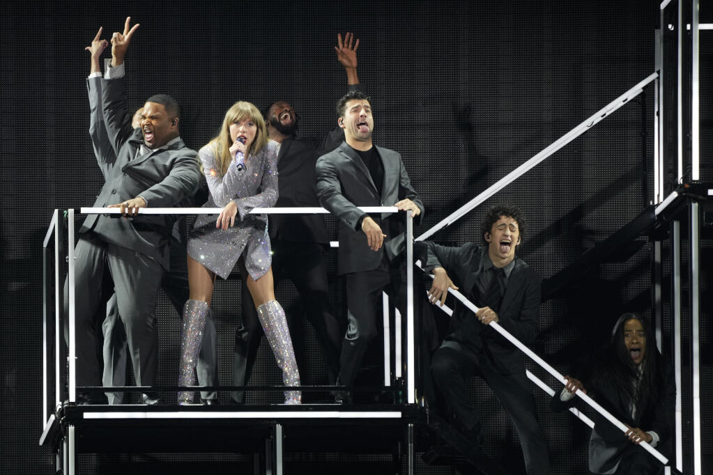 Taylor Swift performs during the opener of her Eras tour Friday, March 17, 2023, at State Farm Stadium in Glendale, Ariz. (AP Photo/Ashley Landis)