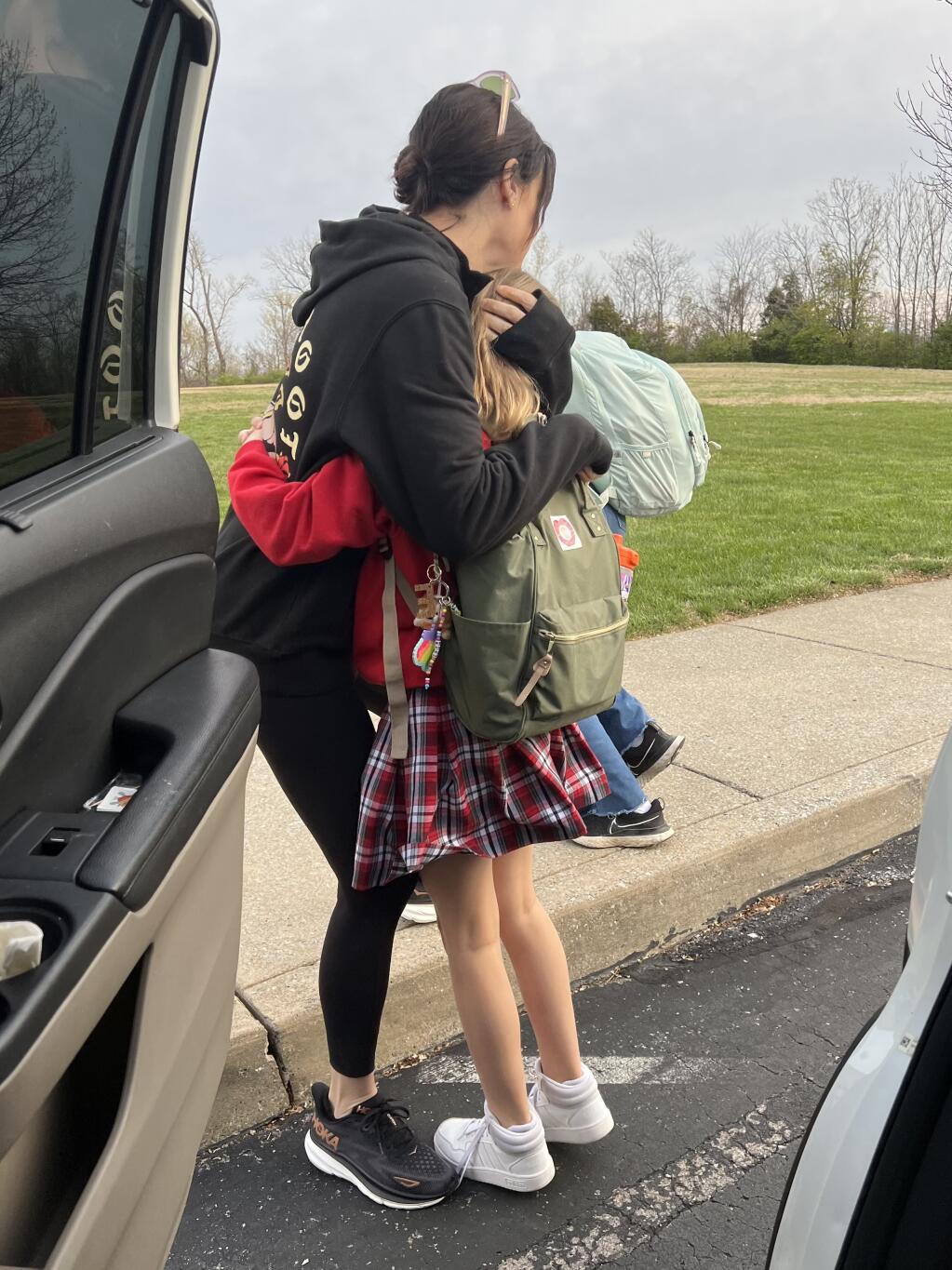 Kelly Dorrance hugged her niece one last time March 21 before dropping her off at The Covenant School in Nashville Tennessee the week before the mass shooting took place. (Kelly Dorrance)