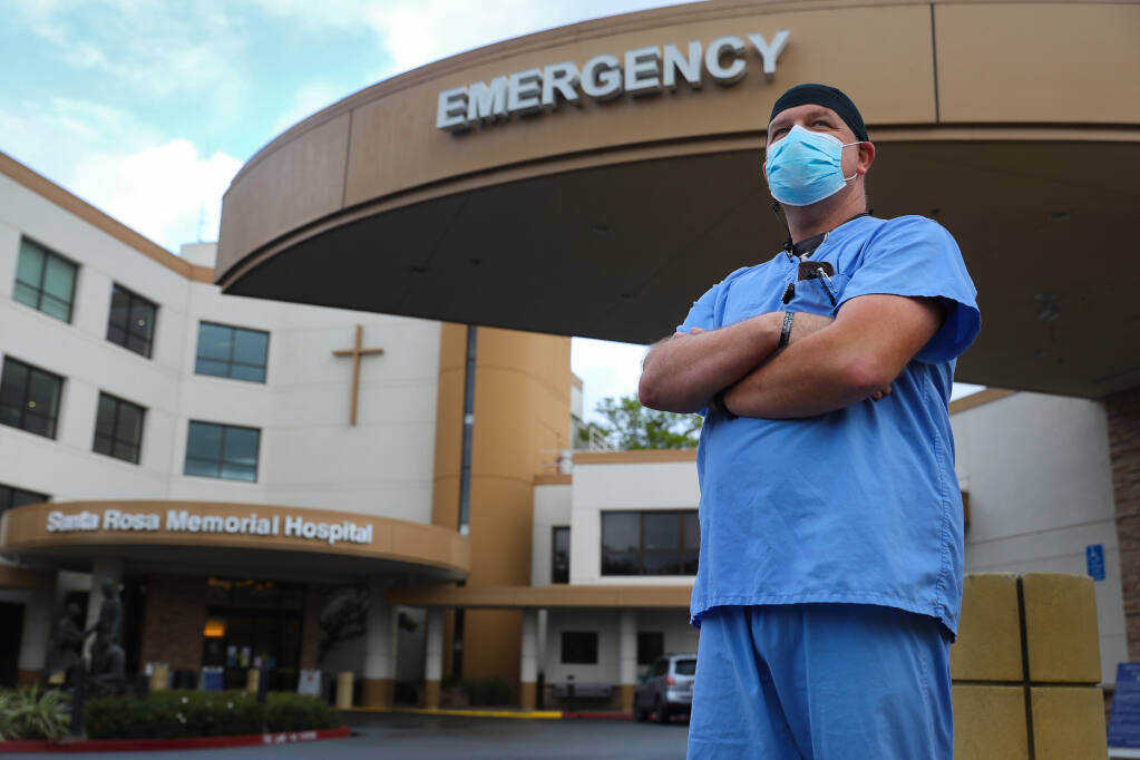 Chad Davis has been an emergency room nurse at Santa Rosa Memorial Hospital since 2003, and the lead emergency room nurse since 2014.  (Christopher Chung / The Press Democrat)